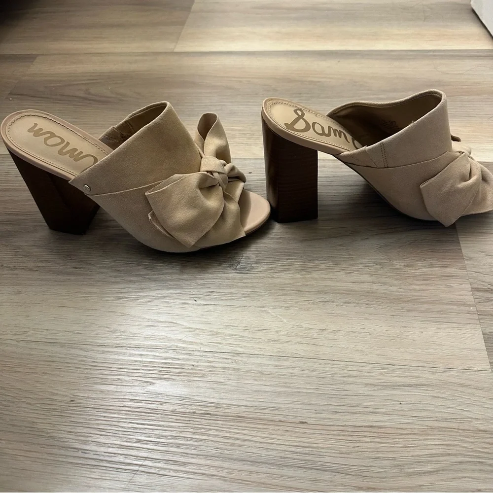 Sam Edelman Suede Beige Bow Mules EUC size 8 Women’s - Picture 4 of 5